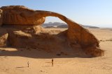 Perfectly developed rock arches south of the Wadi Ram.