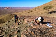 Geologic field research in Taichoute. Photo Bertrand Lefebvre