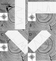 Four identical images of the larch annual rings