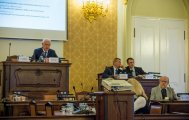 President of the Czech Academy of Sciences Prof. Drahoš (left) and Dr. Breiter (right) during the opening of the workshop in the Parliament (photo Pavel Lisý).